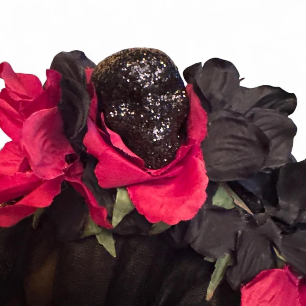 Claire's Skull Headband Flower Wreath Glitter Whimsigoth Dark Romance NWT